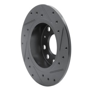 Audi A3 Brake Rotor (1) - Rear Left - R1 Concepts - Drilled & Slotted - Black - `10-`19